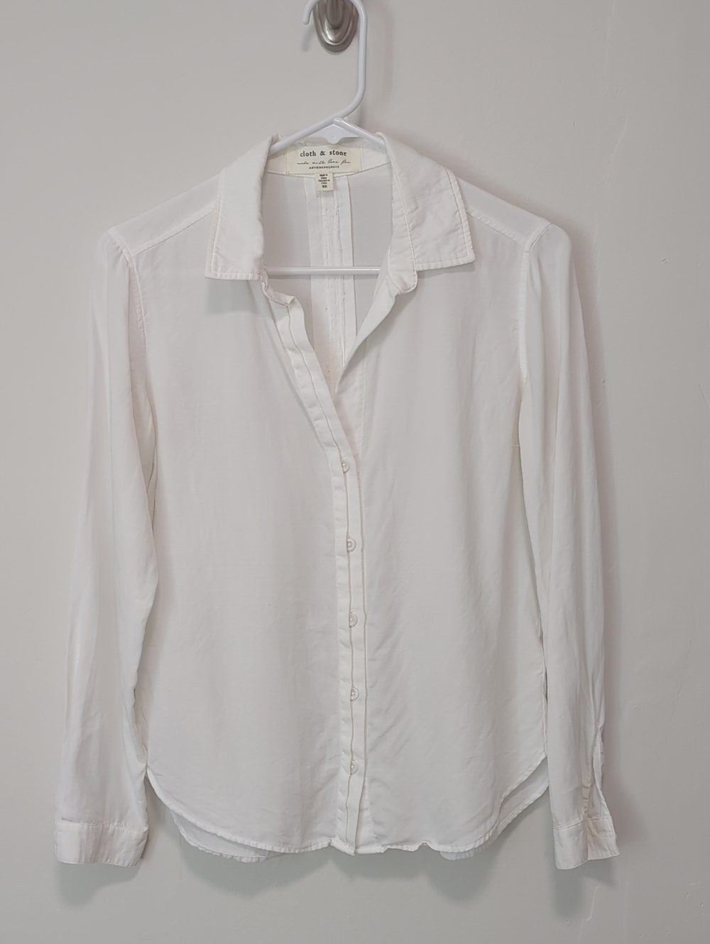 cloth & stone White Button-Up Long Sleeve Shirt
